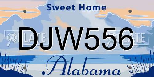 DJW556 Alabama License Plate