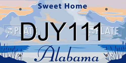 DJY111 Alabama License Plate