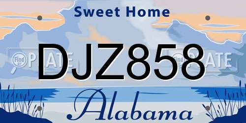DJZ858 Alabama License Plate