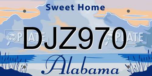DJZ970 Alabama License Plate