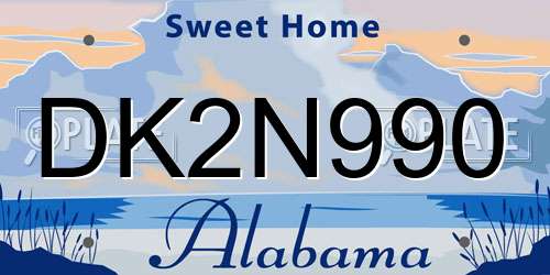 DK2N990 Alabama License Plate