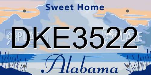 DKE3522 Alabama License Plate