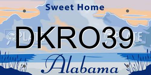 DKRO39 Alabama License Plate