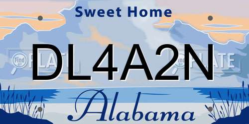 DL4A2N Alabama License Plate