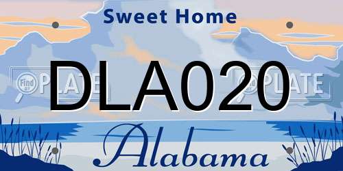 DLA020 Alabama License Plate