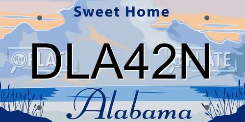 DLA42N Alabama License Plate