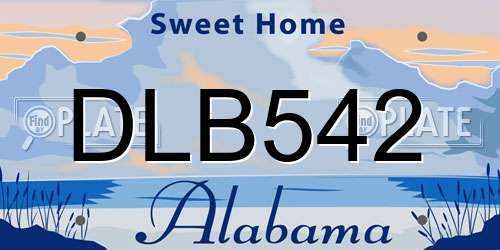 DLB542 Alabama License Plate