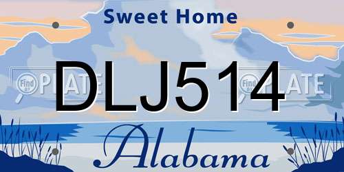 DLJ514 Alabama License Plate