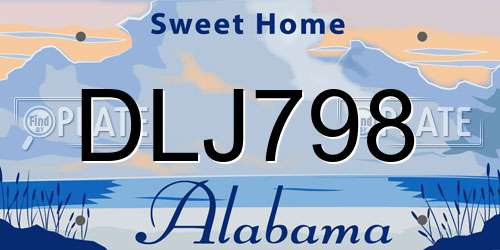 DLJ798 Alabama License Plate