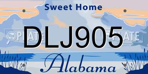 DLJ905 Alabama License Plate