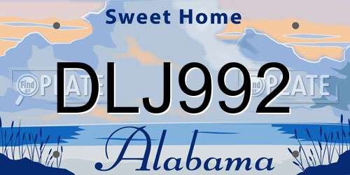 DLJ992 Alabama License Plate