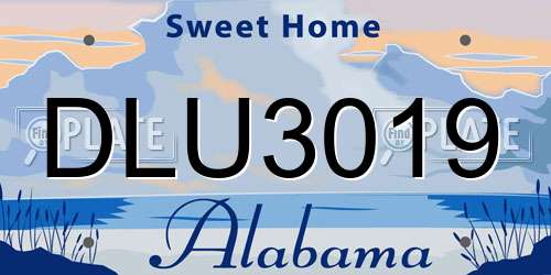 DLU3019 Alabama License Plate