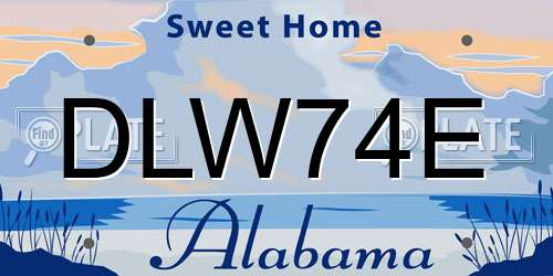DLW74E Alabama License Plate