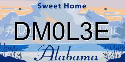 DM0L3E Alabama License Plate