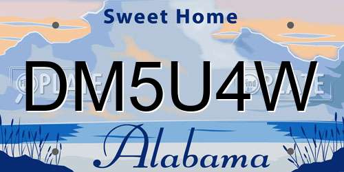 DM5U4W Alabama License Plate