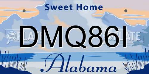 DMQ86I Alabama License Plate