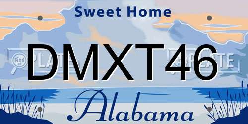 DMXT46 Alabama License Plate