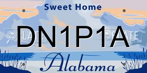 DN1P1A Alabama License Plate