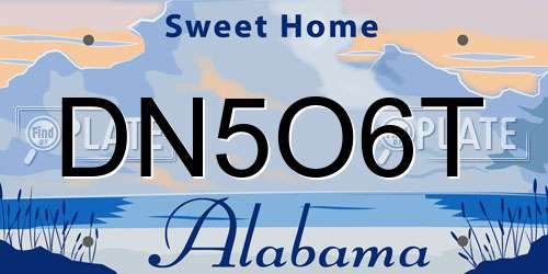 DN5O6T Alabama License Plate