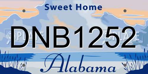 DNB1252 Alabama License Plate