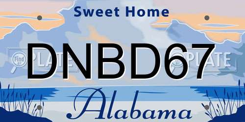 DNBD67 Alabama License Plate