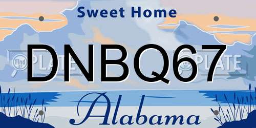 DNBQ67 Alabama License Plate
