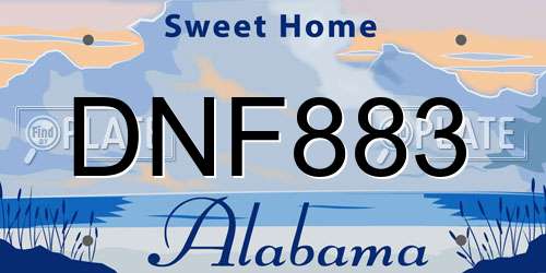 DNF883 Alabama License Plate