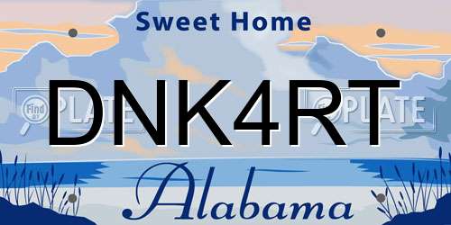DNK4RT Alabama License Plate