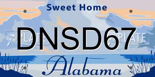 DNSD67 Alabama License Plate