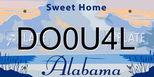 DO0U4L Alabama License Plate