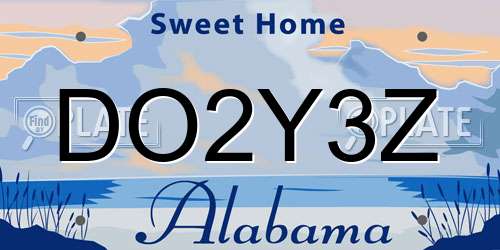 DO2Y3Z Alabama License Plate