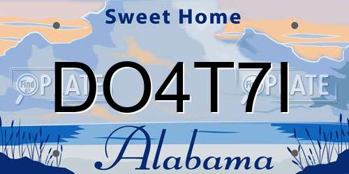 DO4T7I Alabama License Plate
