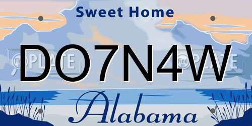 DO7N4W Alabama License Plate