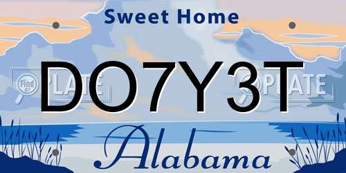 DO7Y3T Alabama License Plate