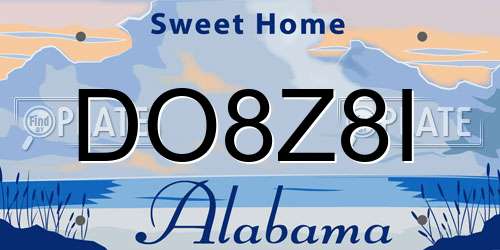 DO8Z8I Alabama License Plate