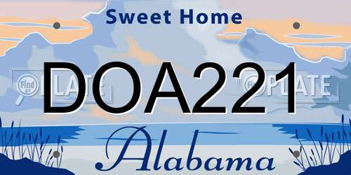 DOA221 Alabama License Plate