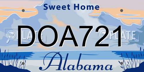DOA721 Alabama License Plate
