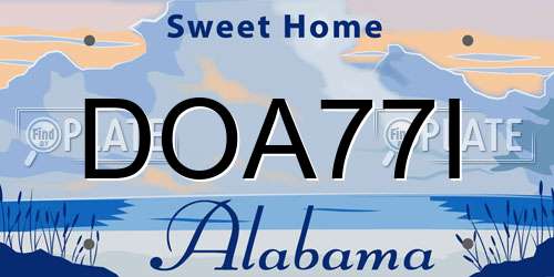 DOA77I Alabama License Plate