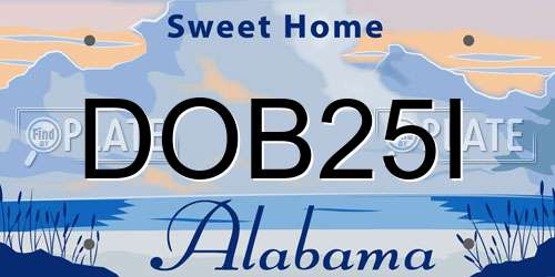 DOB25I Alabama License Plate
