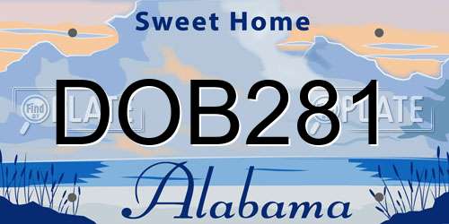 DOB281 Alabama License Plate