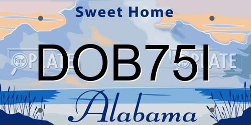 DOB75I Alabama License Plate