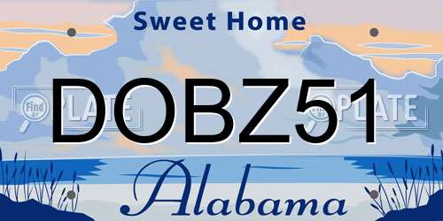 DOBZ51 Alabama License Plate