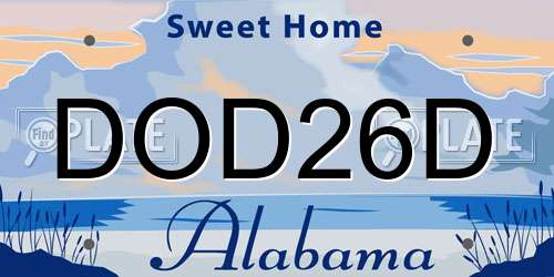 DOD26D Alabama License Plate