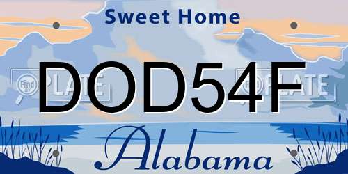 DOD54F Alabama License Plate