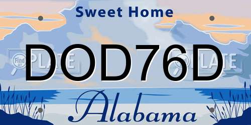 DOD76D Alabama License Plate