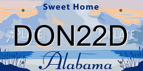 DON22D Alabama License Plate