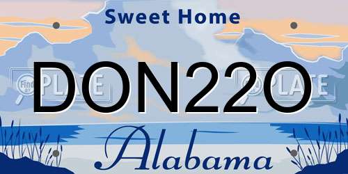 DON22O Alabama License Plate