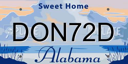 DON72D Alabama License Plate