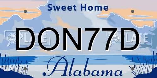 DON77D Alabama License Plate