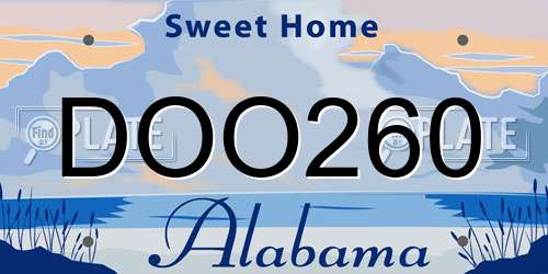 DOO260 Alabama License Plate
